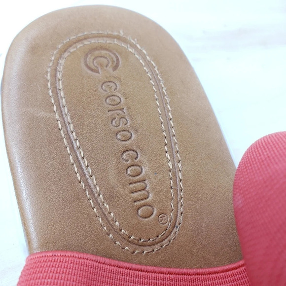 Corso Como Tanyah Sandal Size 10 Coral Red Asymmetrical Elastic Straps Slip on - Picture 9 of 16